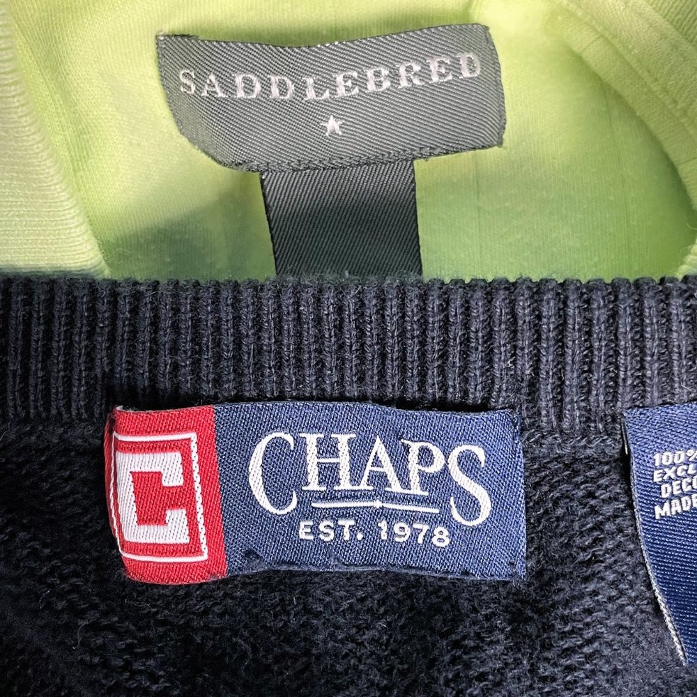 Men L SADDLEBRED Golf Shirt CHAPS Sweater Vest SET - Picture 9 of 9